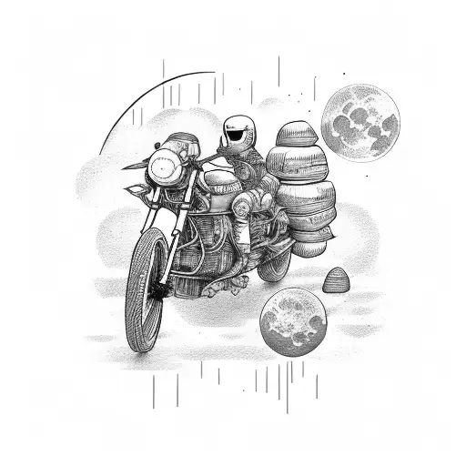 forest moon road adventure motorcycle  tattoo design idea