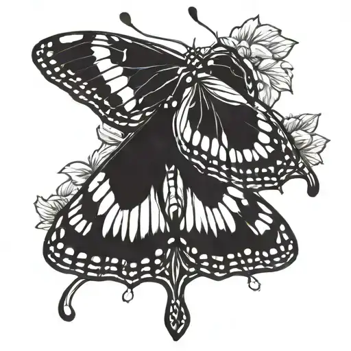 3 black monarch butterfly tattoo design idea