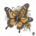 3 black monarch butterfly tattoo design idea