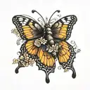 3 black monarch butterfly tattoo design idea