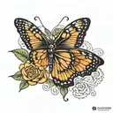 3 black monarch butterfly tattoo design idea