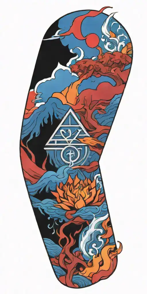four elements inspired tattoo design idea