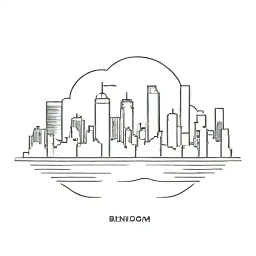 minimalist design of the Benidorm skyline silhouette, clean lines representing skyscrapers and coast tattoo design idea