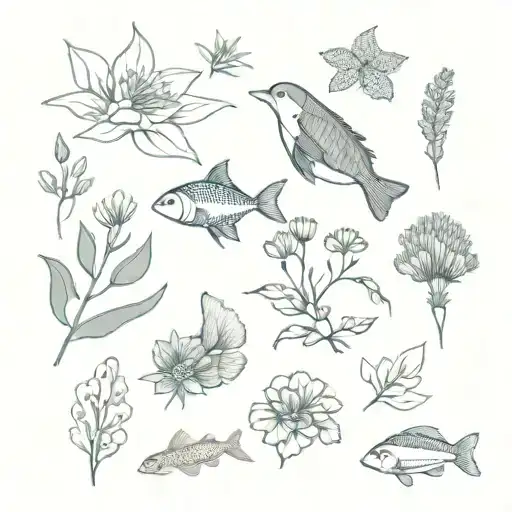 tattoos inspired by the local flora and fauna of Benidorm, such as native flowers or marine fish, shells, etc. tattoo design idea