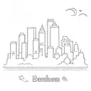 minimalist design of the Benidorm skyline silhouette, clean lines representing skyscrapers and coast tattoo design idea
