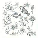 tattoos inspired by the local flora and fauna of Benidorm, such as native flowers or marine fish, shells, etc. tattoo design idea