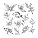 tattoos inspired by the local flora and fauna of Benidorm, such as native flowers or marine fish, shells, etc. tattoo design idea