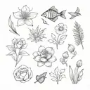 tattoos inspired by the local flora and fauna of Benidorm, such as native flowers or marine fish, shells, etc. tattoo design idea