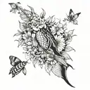 tattoos inspired by the local flora and fauna of Benidorm, such as native flowers or marine fish, shells, etc. tattoo design idea