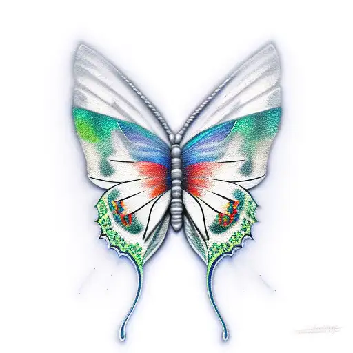 Butterfly key sword full arm tattoo design idea