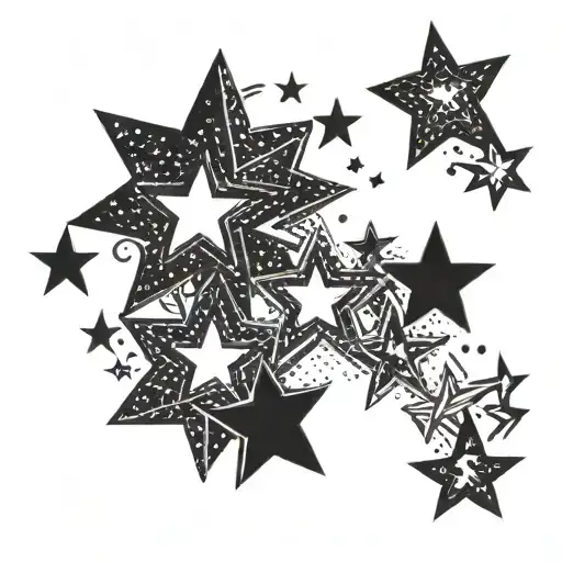 There are two stars (like glitter emoji from an iPhone, but only two) - one bigger and one smaller. The smaller one is o tattoo design idea