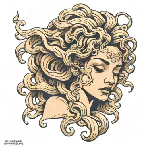 Medusa crying with white eyes tattoo design idea