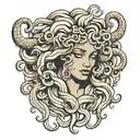 Medusa crying with white eyes tattoo design idea