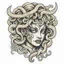 Medusa crying with white eyes tattoo design idea