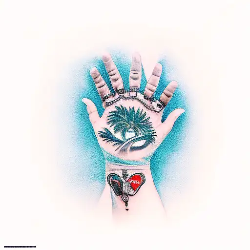  Tattoo around the wrist, extending to the outside of the palm and the inside of the elbow. Detailing is average. On the tattoo design idea