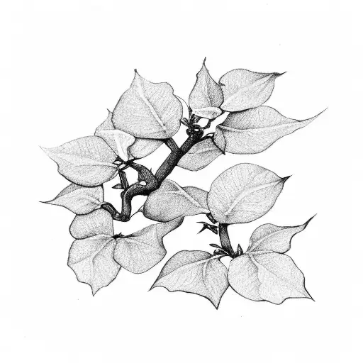 small part of a Bougainvillea, black and white, simple tattoo design idea