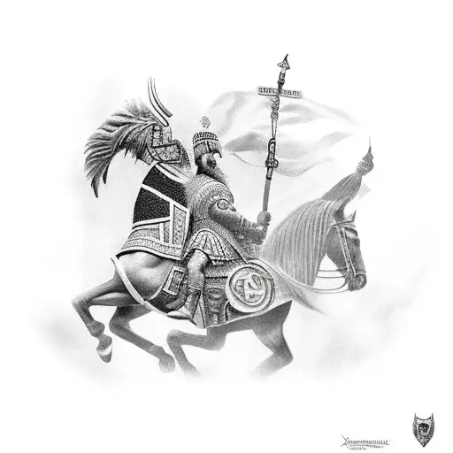 Skanderbeg with albanian flag tattoo design idea