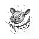 stich and leather tattoo design idea