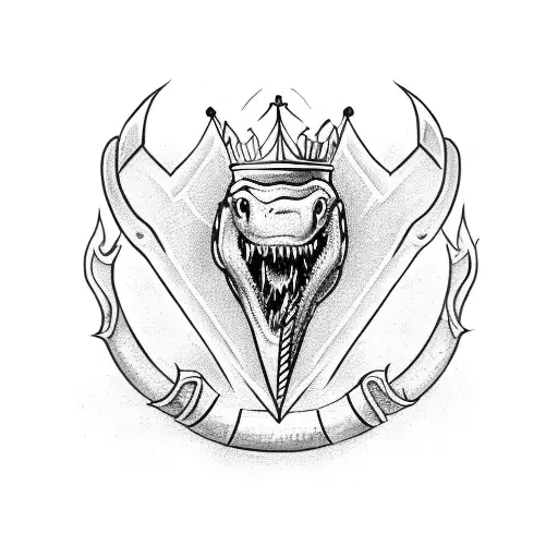 facing down sword with three crowns on the blade with a bushmaster snake wrapped around it tattoo design idea