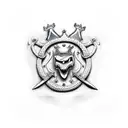 facing down sword with three crowns on the blade with a bushmaster snake wrapped around it tattoo design idea