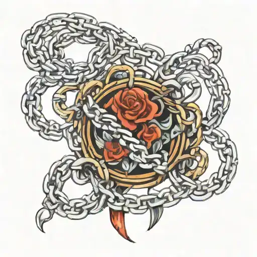 chain necklace wrapped tattoo design idea