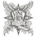 VINI VICI VIDI VICI words surrounded tattoo design idea