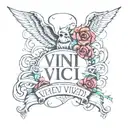 VINI VICI VIDI VICI words surrounded tattoo design idea