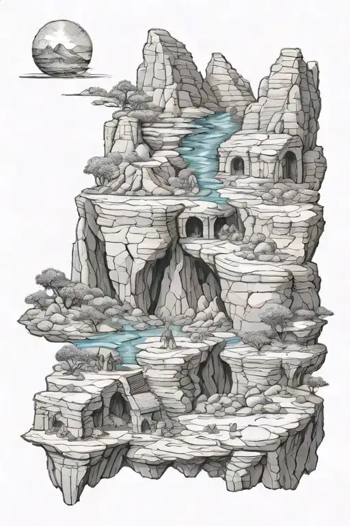 geology formations forming a family tattoo design idea