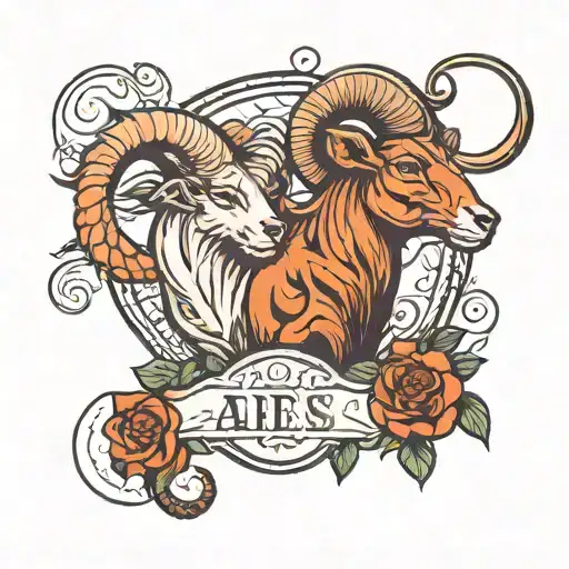 aries and leo zodiac sign tattoo design idea