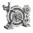 spinning wheel tattoo design idea