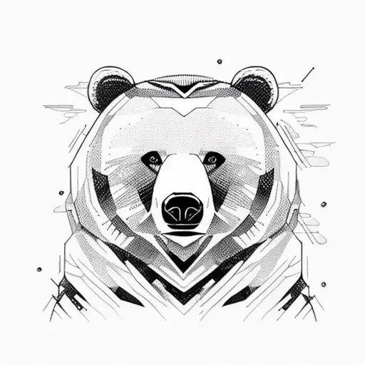 close-up of bear face protectin his cub tattoo design idea