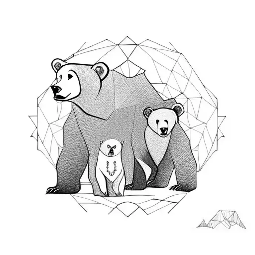 Bear protecting her cub tattoo design idea