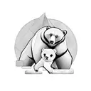 Bear protecting her cub tattoo design idea