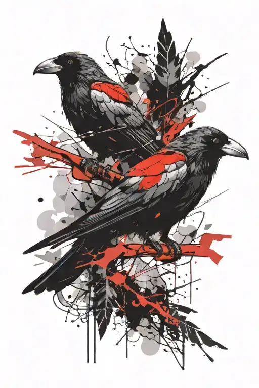 two crows tattoo design idea