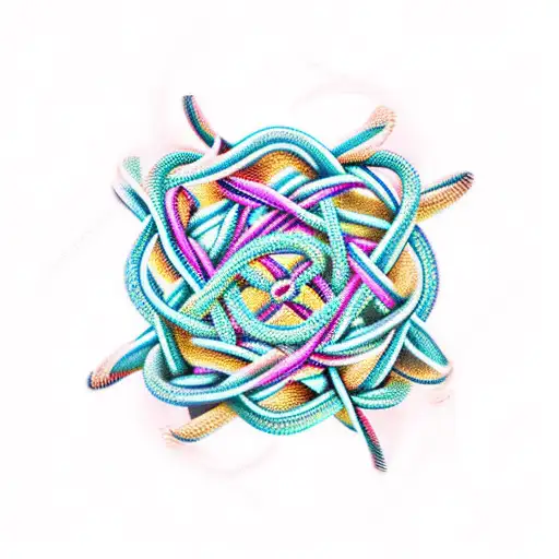 knotted and tangled geometric shape  tattoo design idea