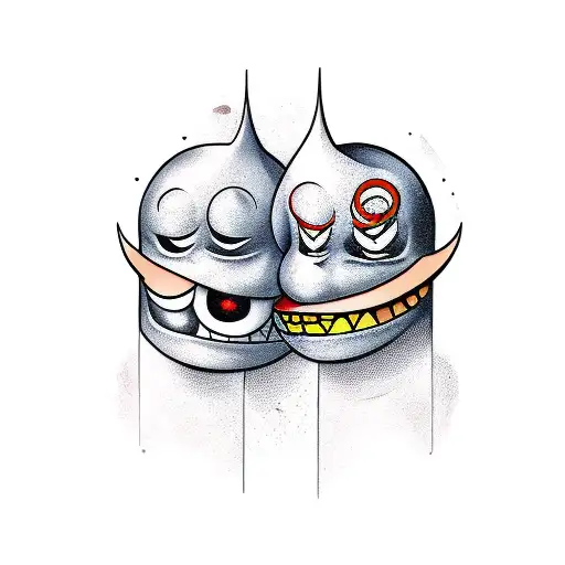 two mischievous jesters conspiring tattoo design idea