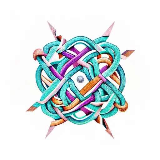 knotted and tangled geometric shape  tattoo design idea