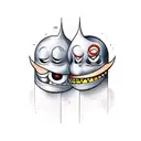 two mischievous jesters conspiring tattoo design idea
