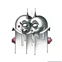 two mischievous jesters conspiring tattoo design idea