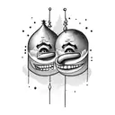 two mischievous jesters conspiring tattoo design idea