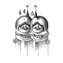 two mischievous jesters conspiring tattoo design idea