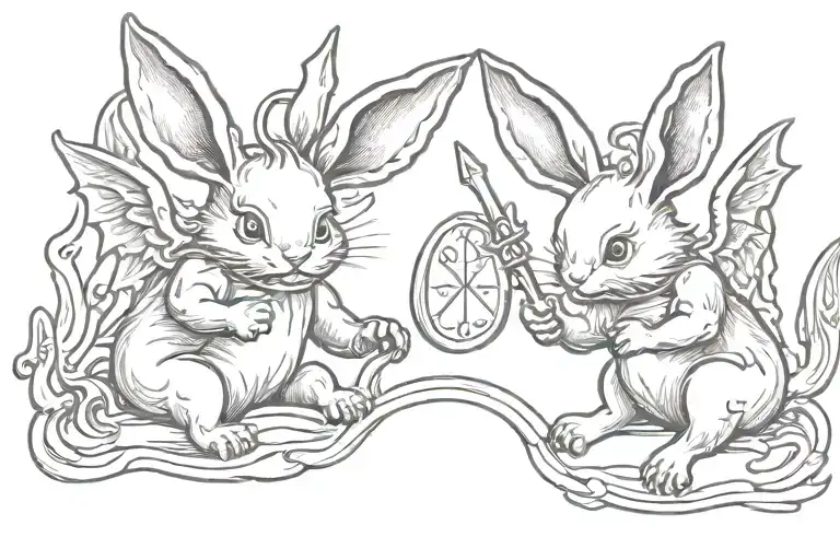 devil bunny and angel bunny tattoo design idea