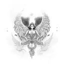 Angel rolling eyes tattoo design idea