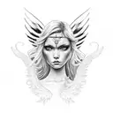 Angel rolling eyes tattoo design idea