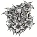 army insignia with spider lilys surrounding tattoo design idea