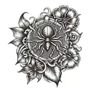 army insignia with spider lilys surrounding tattoo design idea