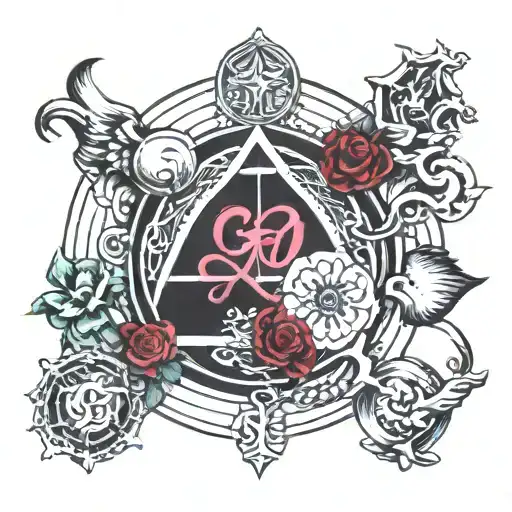 family and god symbol in alchemy tattoo design idea