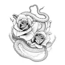 sword with flowers and a snake  tattoo design idea