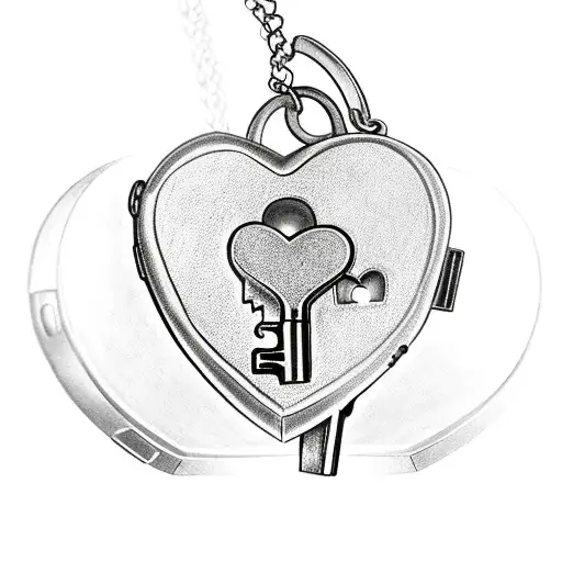 heart locket and key  tattoo design idea
