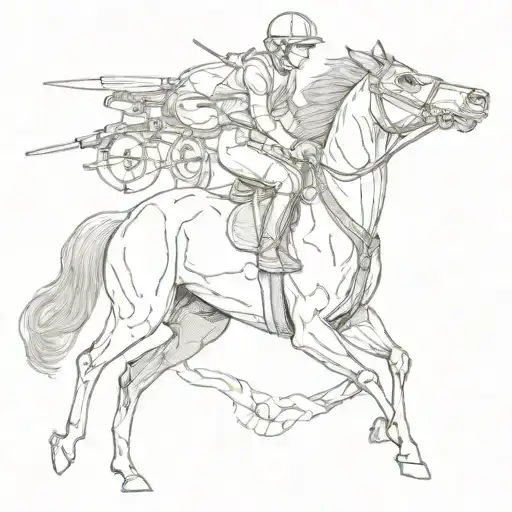 racehorse with a dauchshund jockey tattoo design idea